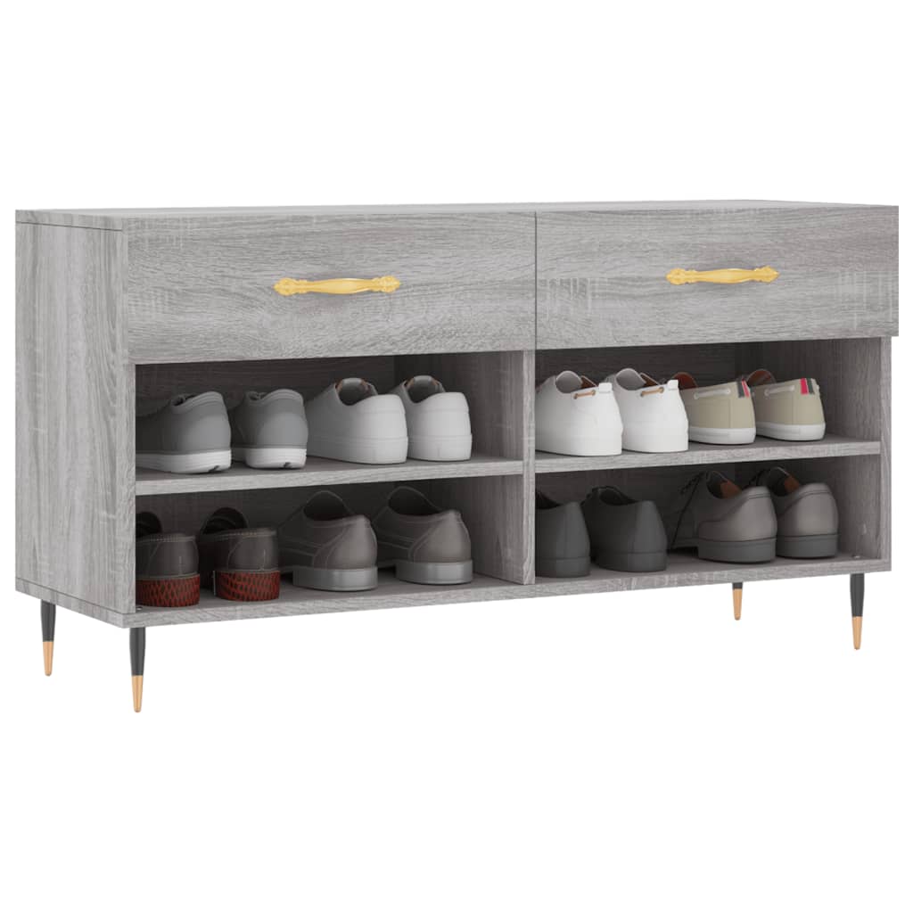 Panca Porta Scarpe Grigio Sonoma 102x35x55 cm Legno Multistrato - homemem39