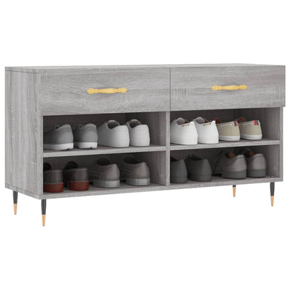 Panca Porta Scarpe Grigio Sonoma 102x35x55 cm Legno Multistrato - homemem39