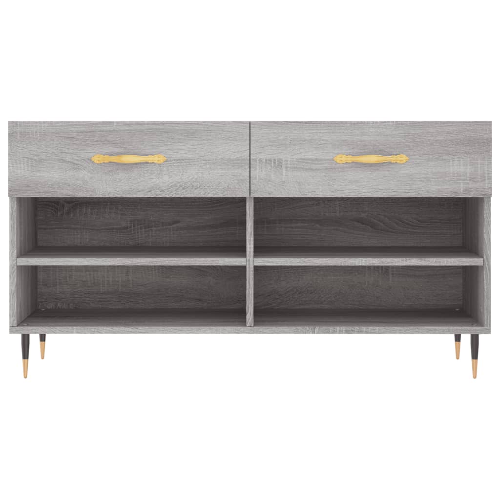 Panca Porta Scarpe Grigio Sonoma 102x35x55 cm Legno Multistrato - homemem39