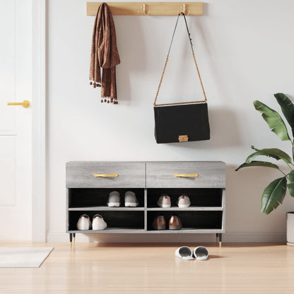 Panca Porta Scarpe Grigio Sonoma 102x35x55 cm Legno Multistrato - homemem39
