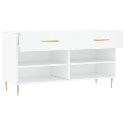 Panca Porta Scarpe Bianca 102x35x55 cm in Legno Multistrato - homemem39