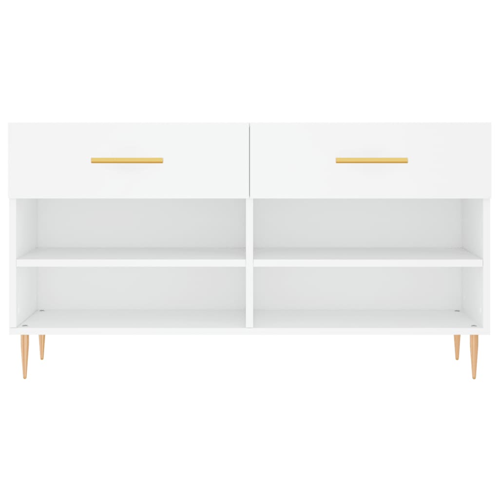 Panca Porta Scarpe Bianca 102x35x55 cm in Legno Multistrato - homemem39