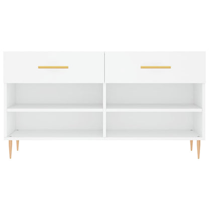 Panca Porta Scarpe Bianca 102x35x55 cm in Legno Multistrato - homemem39