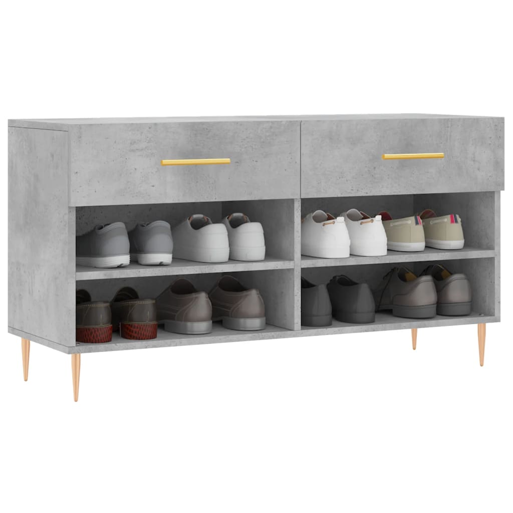 Panca Porta Scarpe Grigio Cemento 102x35x55cm Legno Multistrato - homemem39