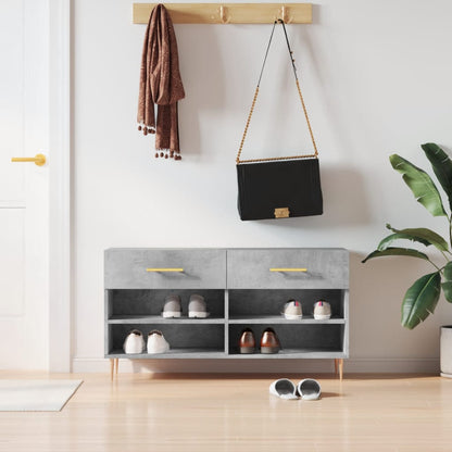Panca Porta Scarpe Grigio Cemento 102x35x55cm Legno Multistrato - homemem39