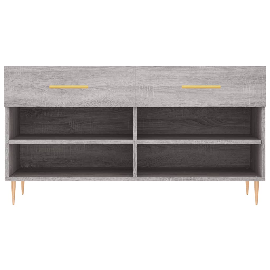 Panca Porta Scarpe Grigio Sonoma 102x35x55 cm Legno Multistrato - homemem39