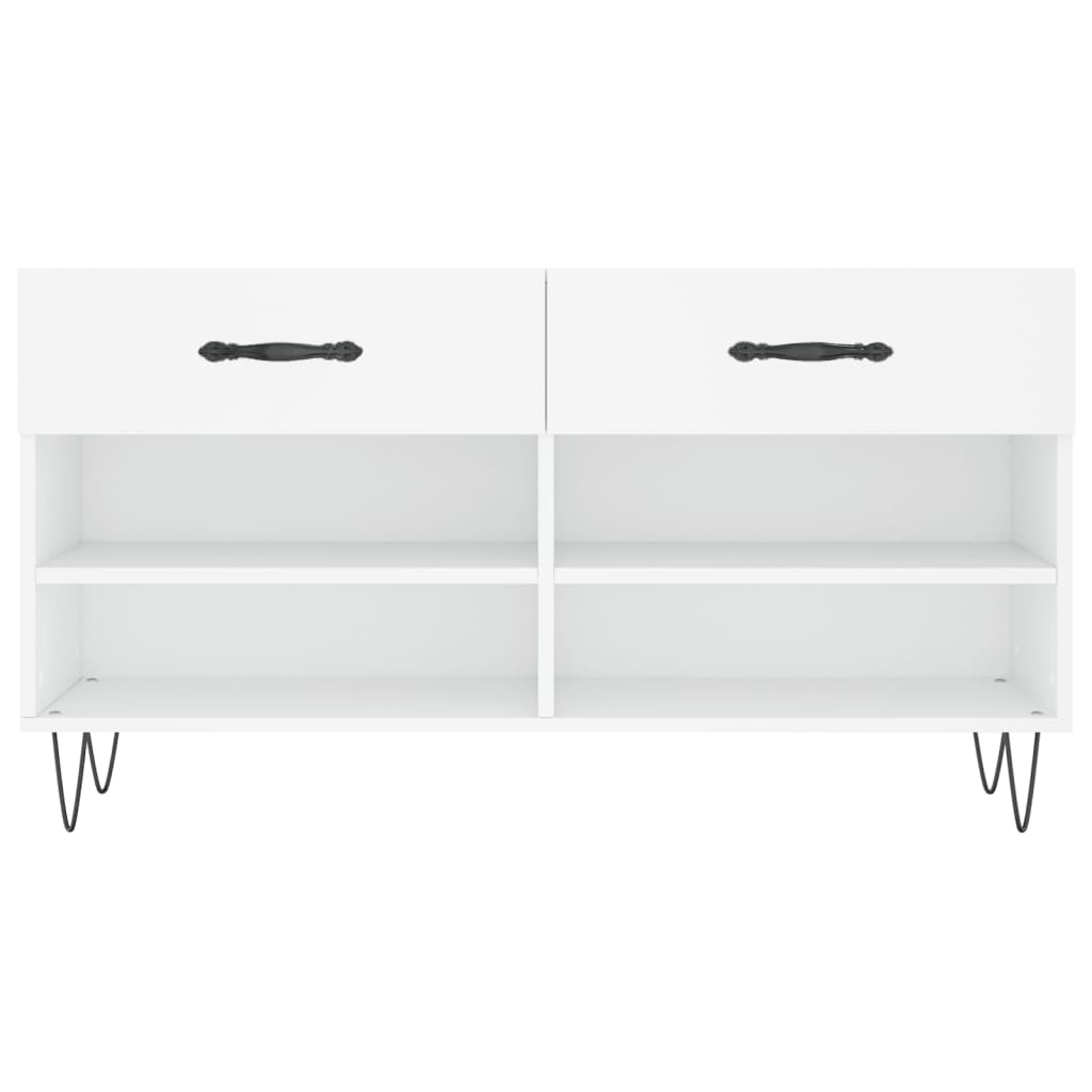 Panca Porta Scarpe Bianca 102x35x55 cm in Legno Multistrato - homemem39