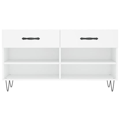 Panca Porta Scarpe Bianca 102x35x55 cm in Legno Multistrato - homemem39