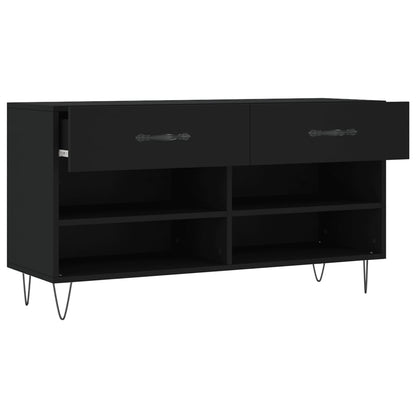 Panca Porta Scarpe Nera 102x35x55 cm in Legno Multistrato - homemem39