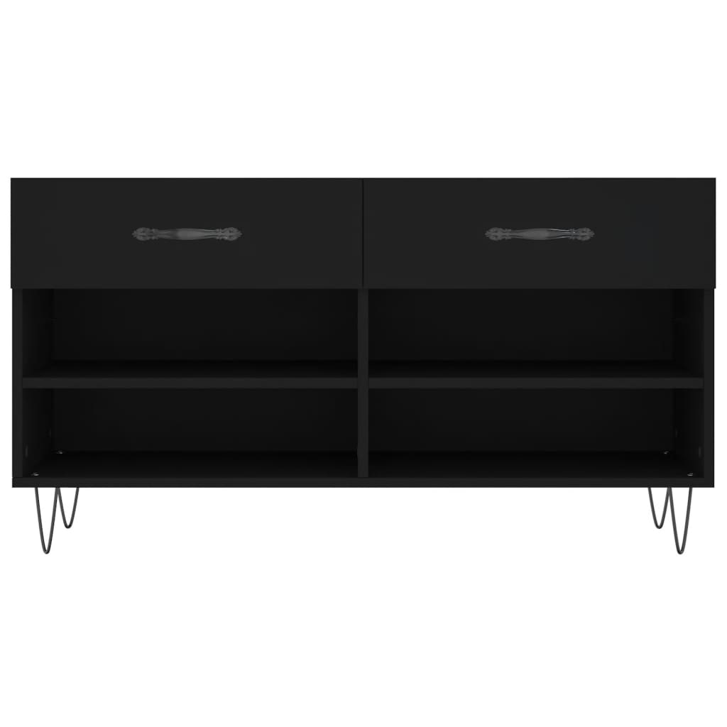 Panca Porta Scarpe Nera 102x35x55 cm in Legno Multistrato - homemem39