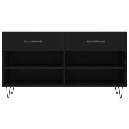 Panca Porta Scarpe Nera 102x35x55 cm in Legno Multistrato - homemem39