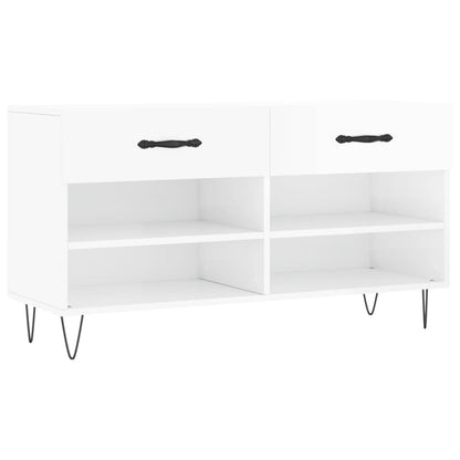 Panca Porta Scarpe Bianco Lucido 102x35x55 cm Legno Multistrato - homemem39