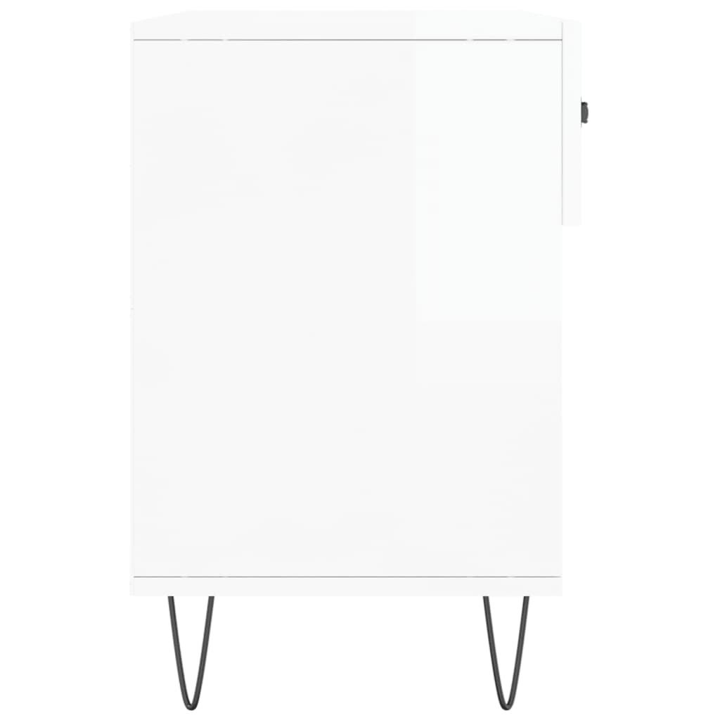 Panca Porta Scarpe Bianco Lucido 102x35x55 cm Legno Multistrato - homemem39