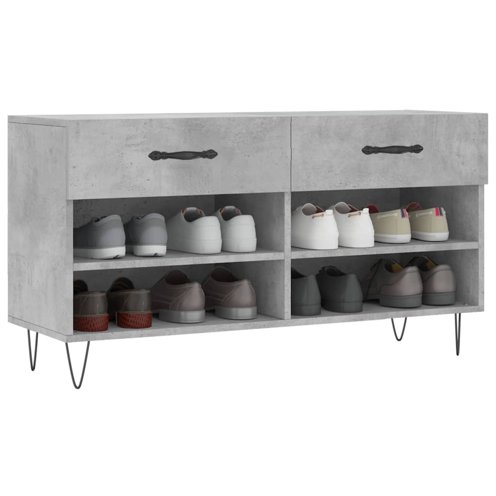 Panca Porta Scarpe Grigio Cemento 102x35x55cm Legno Multistrato - homemem39