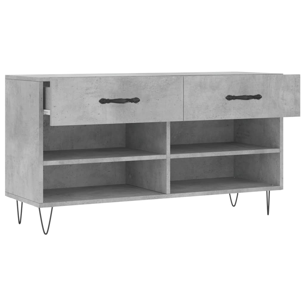 Panca Porta Scarpe Grigio Cemento 102x35x55cm Legno Multistrato - homemem39