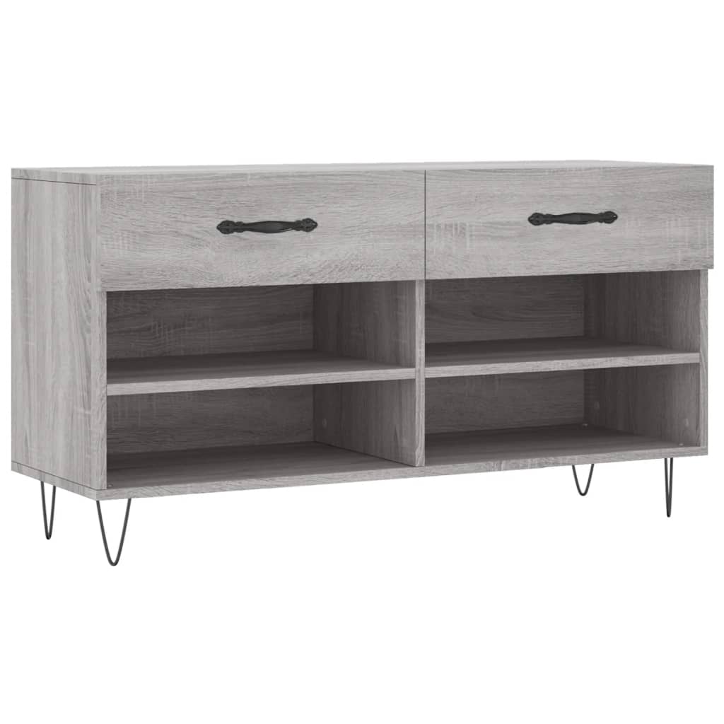 Panca Porta Scarpe Grigio Sonoma 102x35x55 cm Legno Multistrato - homemem39