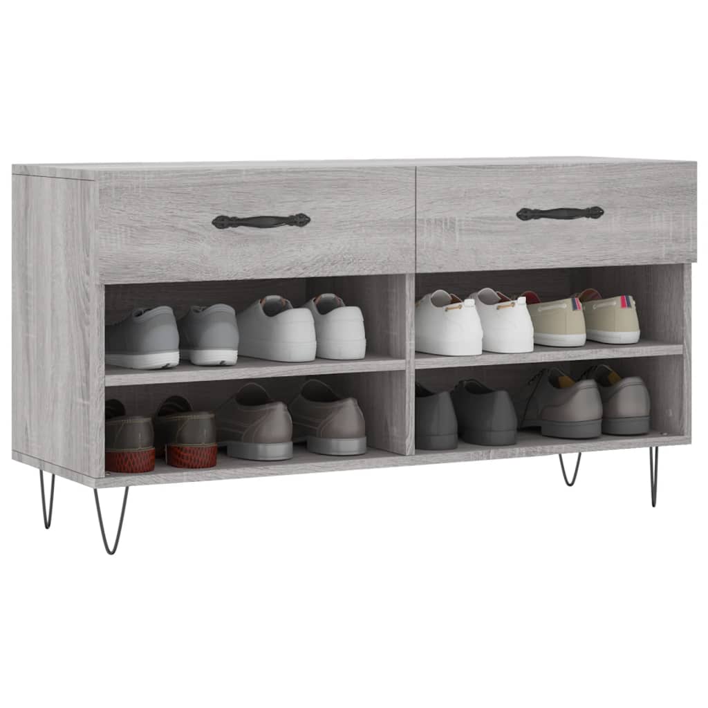 Panca Porta Scarpe Grigio Sonoma 102x35x55 cm Legno Multistrato - homemem39