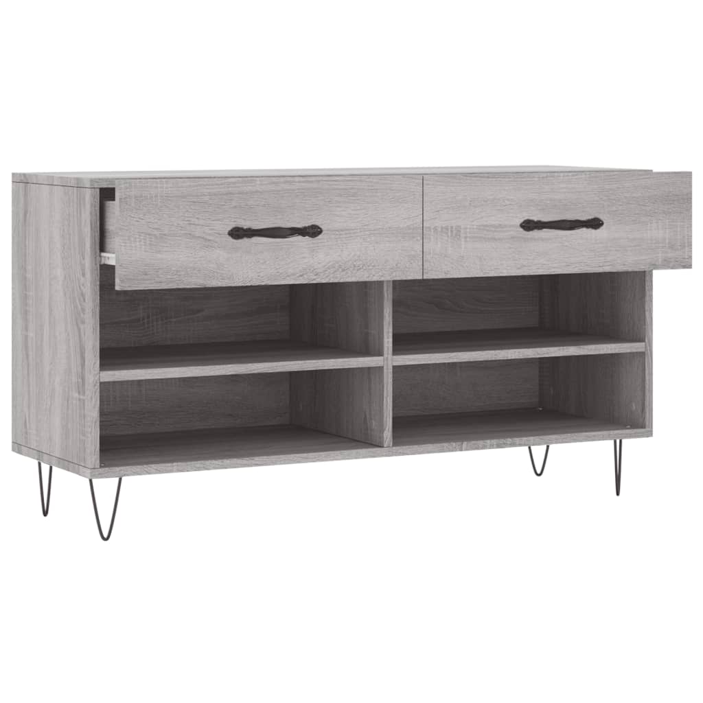 Panca Porta Scarpe Grigio Sonoma 102x35x55 cm Legno Multistrato - homemem39