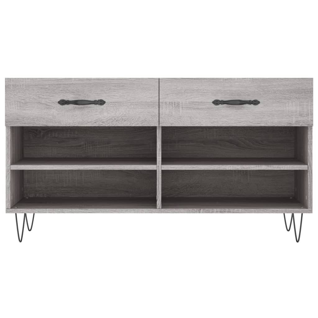 Panca Porta Scarpe Grigio Sonoma 102x35x55 cm Legno Multistrato - homemem39