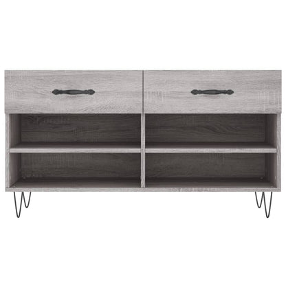 Panca Porta Scarpe Grigio Sonoma 102x35x55 cm Legno Multistrato - homemem39