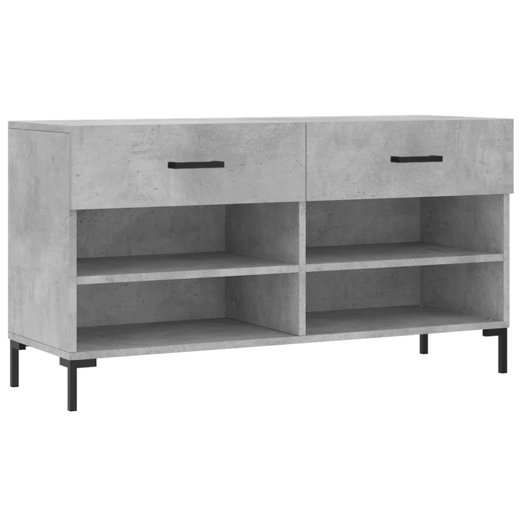 Panca Porta Scarpe Grigio Cemento 102x35x55cm Legno Multistrato - homemem39