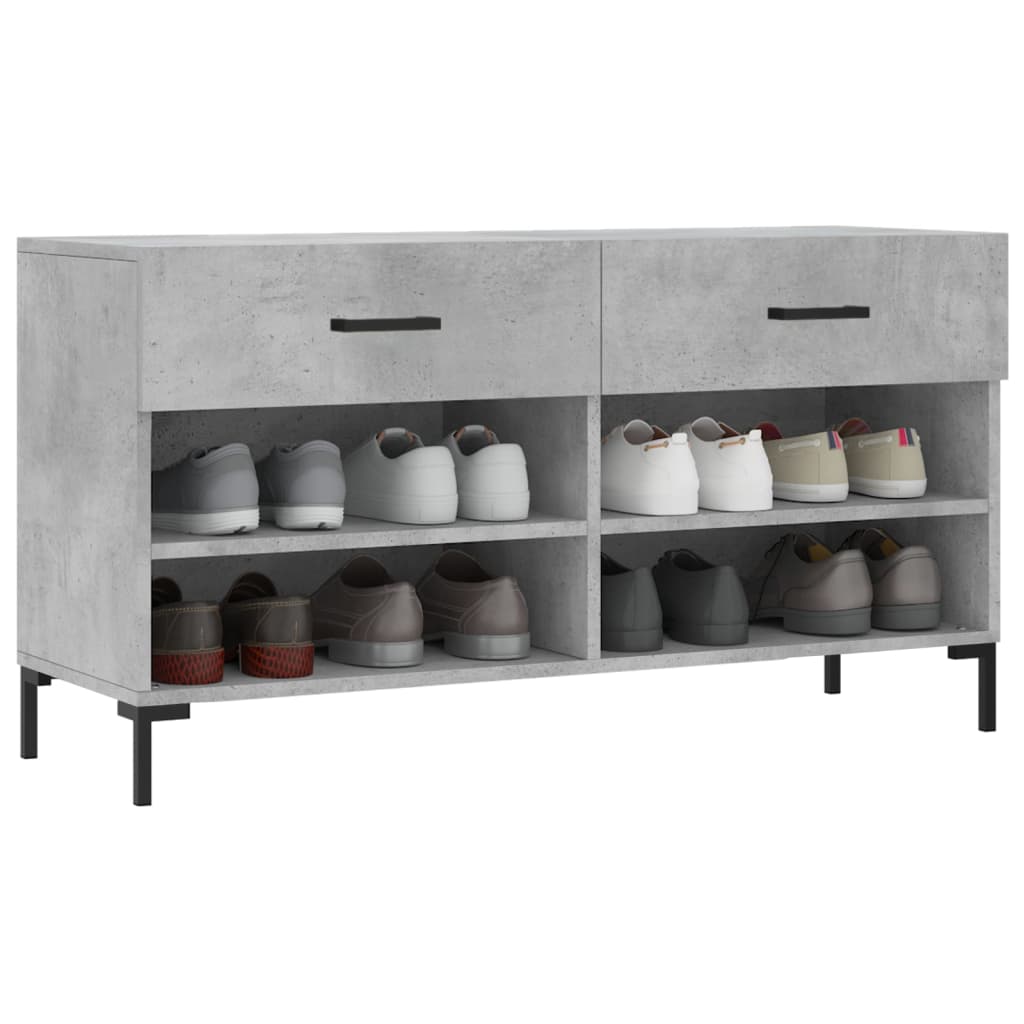 Panca Porta Scarpe Grigio Cemento 102x35x55cm Legno Multistrato - homemem39