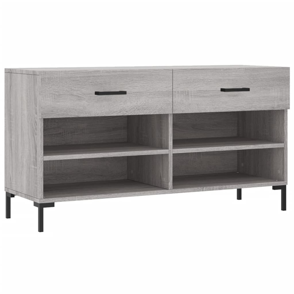 Panca Porta Scarpe Grigio Sonoma 102x35x55 cm Legno Multistrato - homemem39