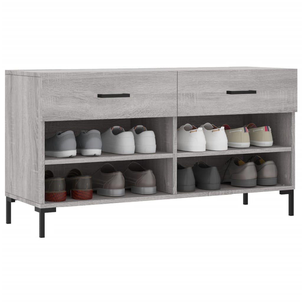 Panca Porta Scarpe Grigio Sonoma 102x35x55 cm Legno Multistrato - homemem39