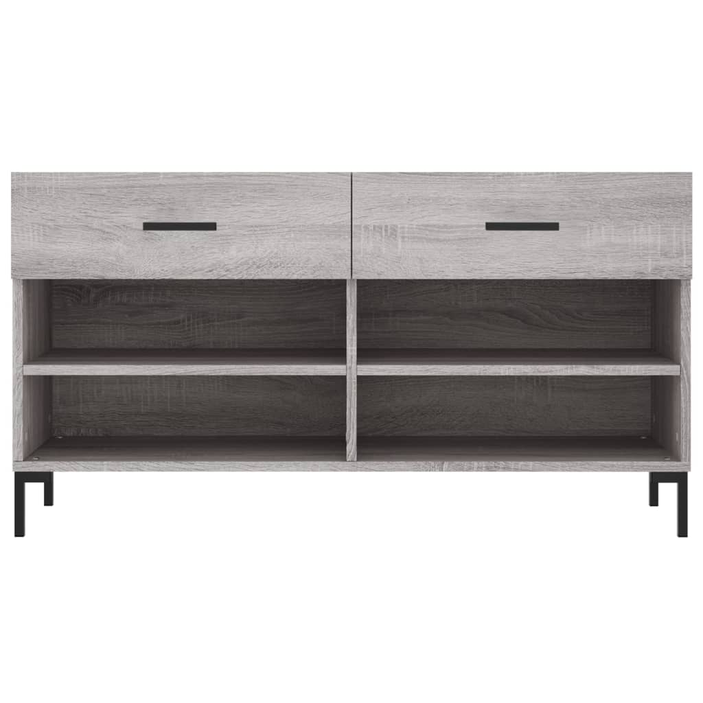 Panca Porta Scarpe Grigio Sonoma 102x35x55 cm Legno Multistrato - homemem39