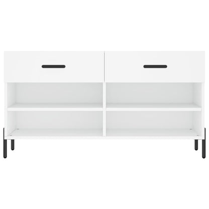 Panca Porta Scarpe Bianca 102x35x55 cm in Legno Multistrato - homemem39