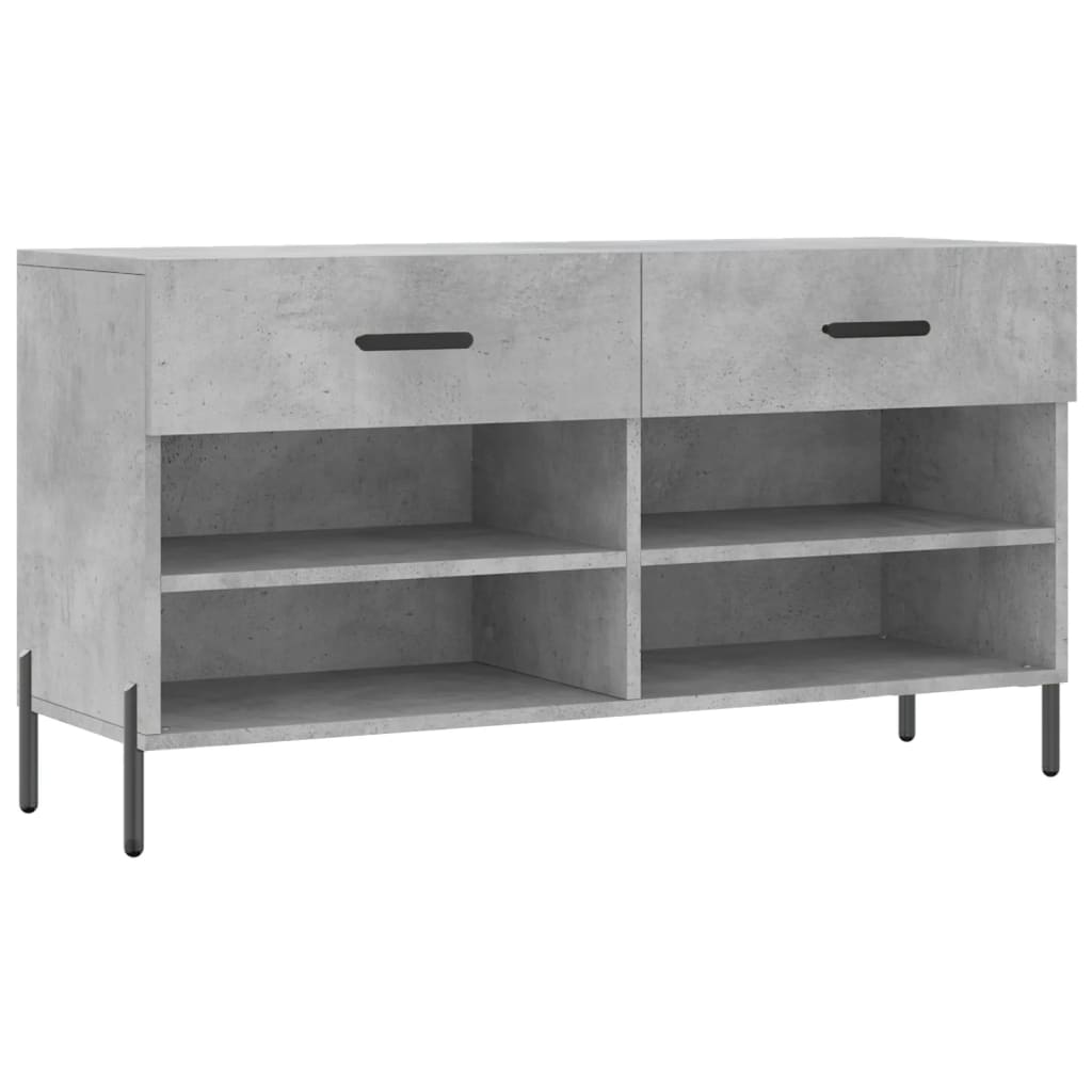 Panca Porta Scarpe Grigio Cemento 102x35x55cm Legno Multistrato - homemem39