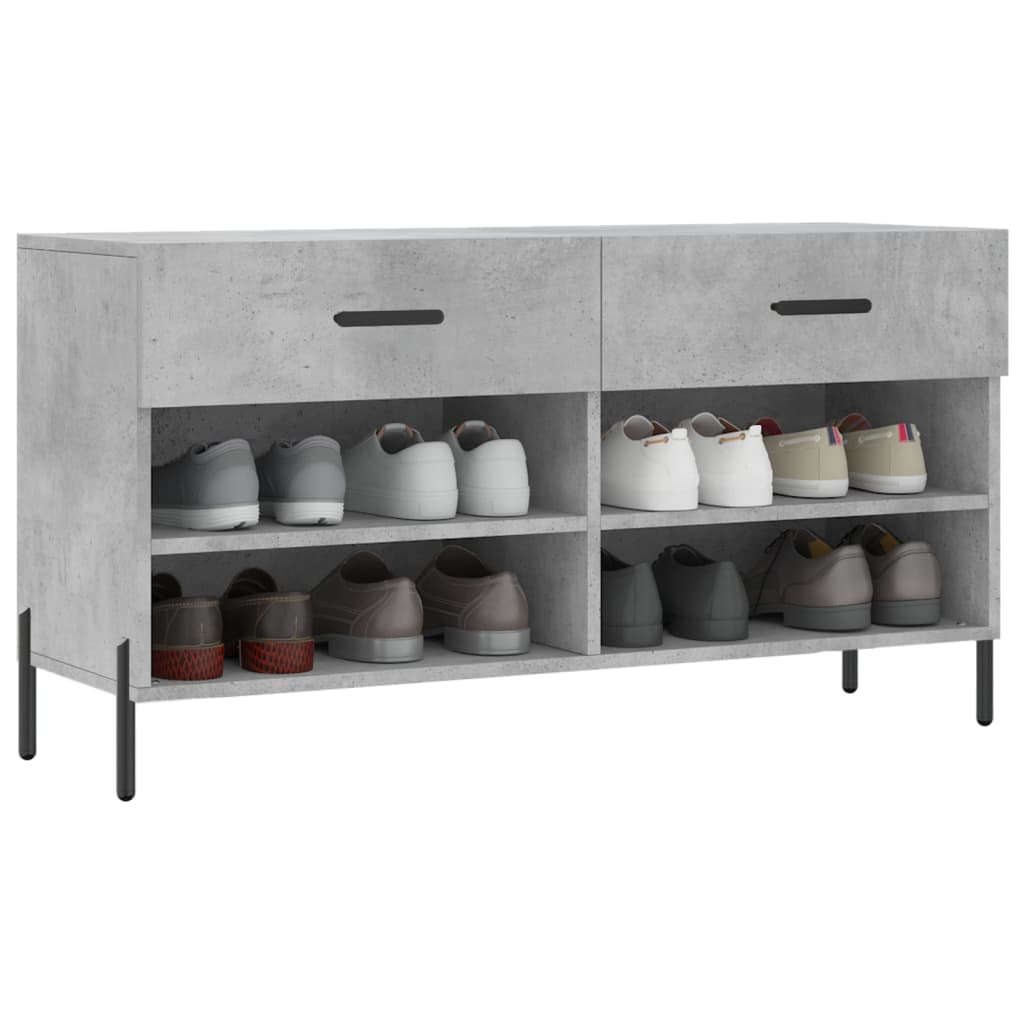 Panca Porta Scarpe Grigio Cemento 102x35x55cm Legno Multistrato - homemem39