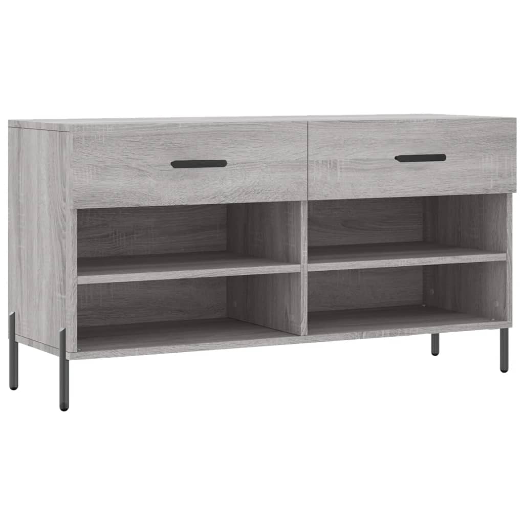Panca Porta Scarpe Grigio Sonoma 102x35x55 cm Legno Multistrato - homemem39