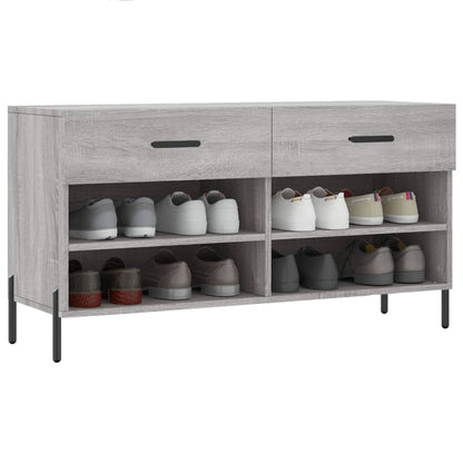 Panca Porta Scarpe Grigio Sonoma 102x35x55 cm Legno Multistrato - homemem39