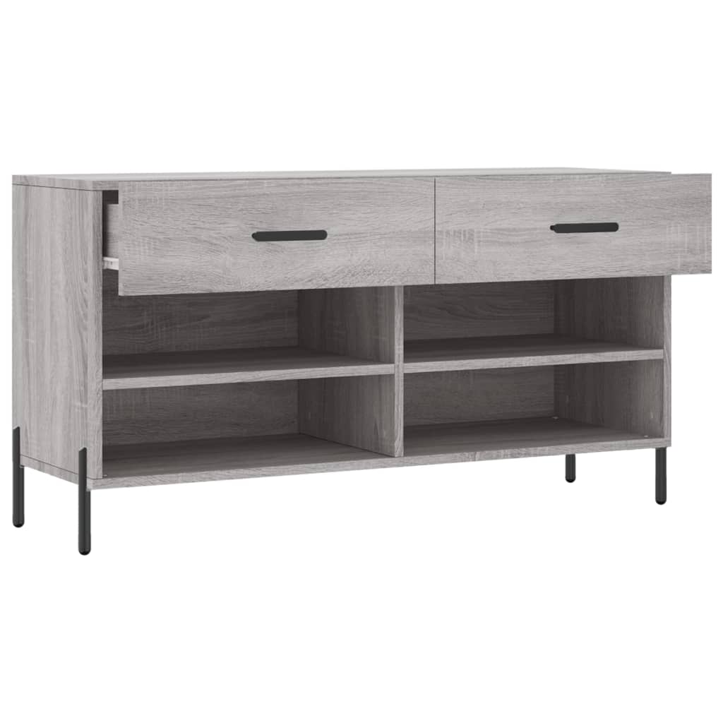 Panca Porta Scarpe Grigio Sonoma 102x35x55 cm Legno Multistrato - homemem39