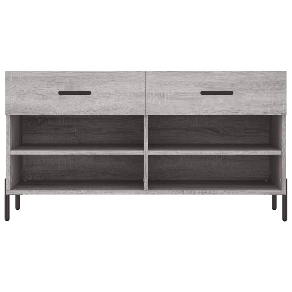 Panca Porta Scarpe Grigio Sonoma 102x35x55 cm Legno Multistrato - homemem39