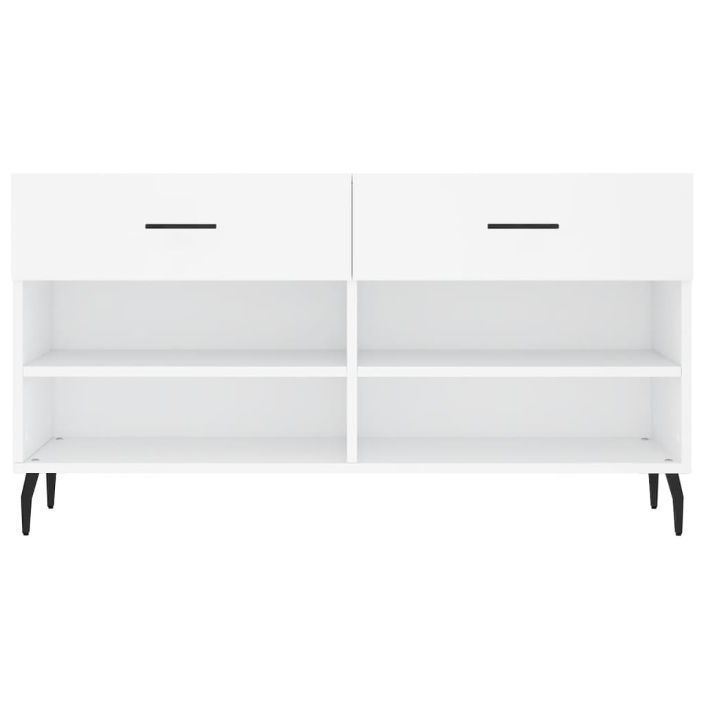 Panca Porta Scarpe Bianca 102x35x55 cm in Legno Multistrato - homemem39