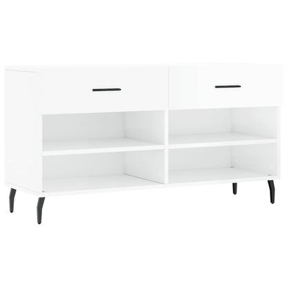 Panca Porta Scarpe Bianco Lucido 102x35x55 cm Legno Multistrato - homemem39