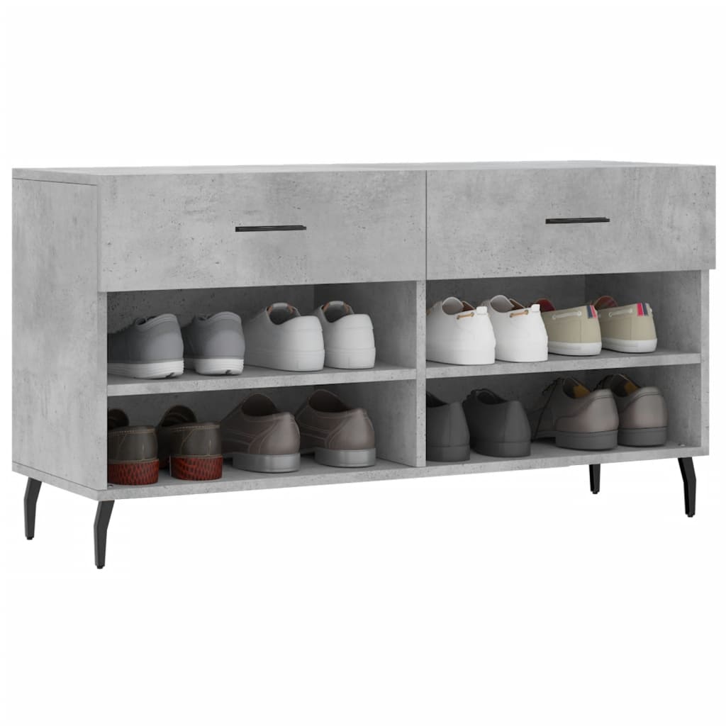 Panca Porta Scarpe Grigio Cemento 102x35x55cm Legno Multistrato - homemem39