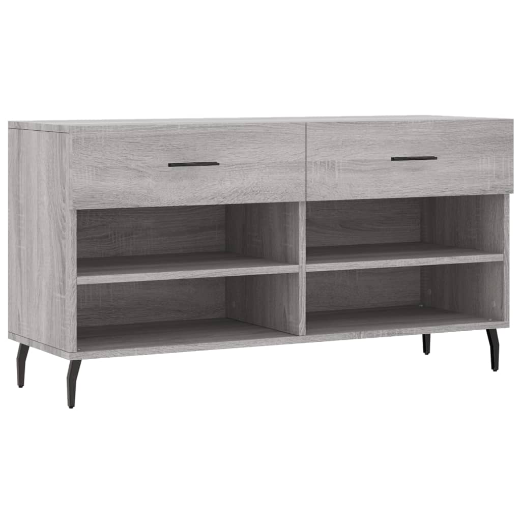 Panca Porta Scarpe Grigio Sonoma 102x35x55 cm Legno Multistrato - homemem39
