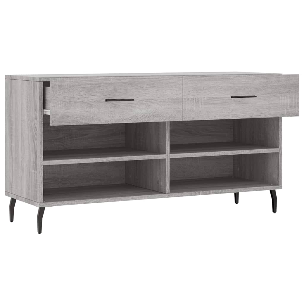 Panca Porta Scarpe Grigio Sonoma 102x35x55 cm Legno Multistrato - homemem39