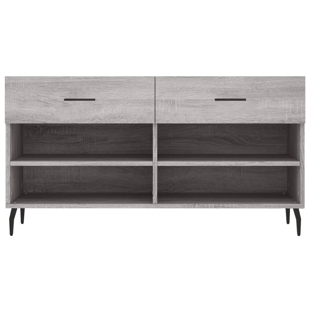 Panca Porta Scarpe Grigio Sonoma 102x35x55 cm Legno Multistrato - homemem39