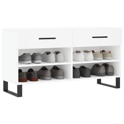 Panca Porta Scarpe Bianca 102x35x55 cm in Legno Multistrato - homemem39