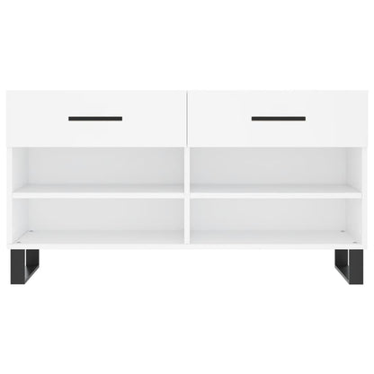 Panca Porta Scarpe Bianca 102x35x55 cm in Legno Multistrato - homemem39
