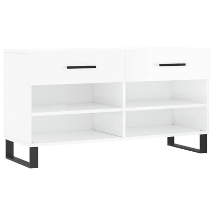 Panca Porta Scarpe Bianco Lucido 102x35x55 cm Legno Multistrato - homemem39