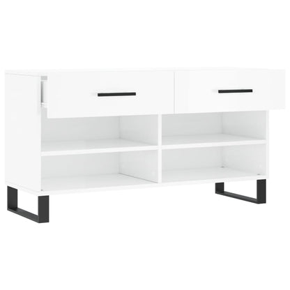 Panca Porta Scarpe Bianco Lucido 102x35x55 cm Legno Multistrato - homemem39
