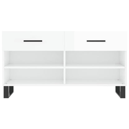 Panca Porta Scarpe Bianco Lucido 102x35x55 cm Legno Multistrato - homemem39