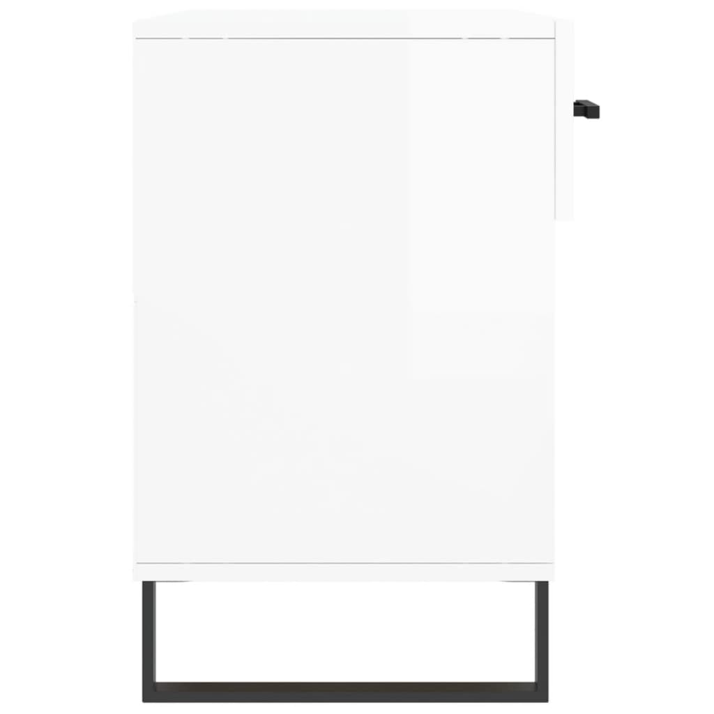 Panca Porta Scarpe Bianco Lucido 102x35x55 cm Legno Multistrato - homemem39