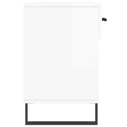 Panca Porta Scarpe Bianco Lucido 102x35x55 cm Legno Multistrato - homemem39