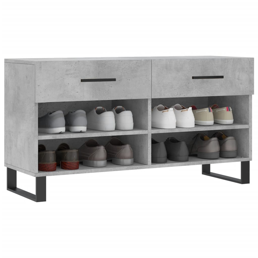 Panca Porta Scarpe Grigio Cemento 102x35x55cm Legno Multistrato - homemem39
